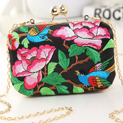 Cheap Floral Embroidery Chain Evening Clutche